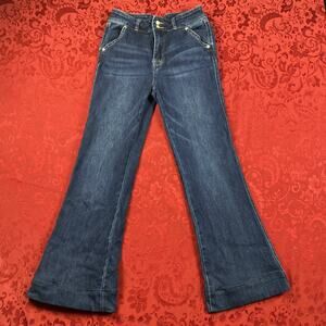 Rock & Roll Denim Jeans Womens 27/34 (26x28")Blue High Rise Trouser Flare Boho